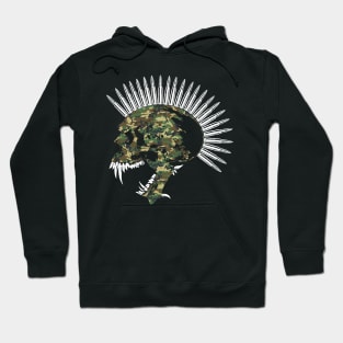 Bullet Head Mohawk Skull in Camouflage Hoodie